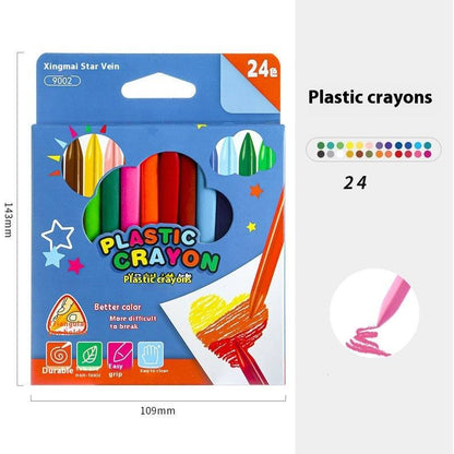 Children's Non Dirty Hand Oil Painting Stick Set Triangle Plastic Crayon