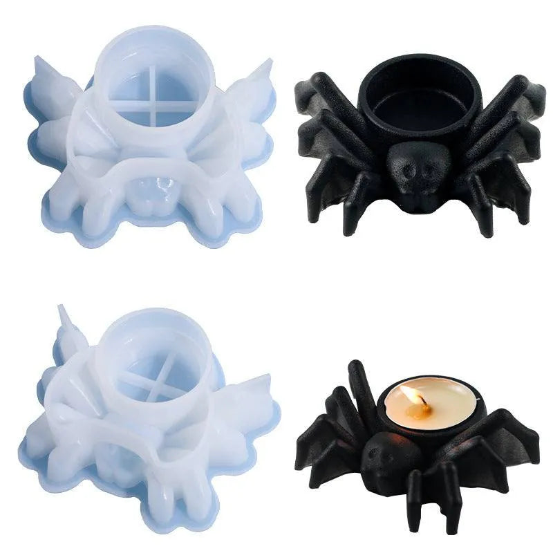 Castiçal aranha epóxi série halloween decoração de velas molde de silicone