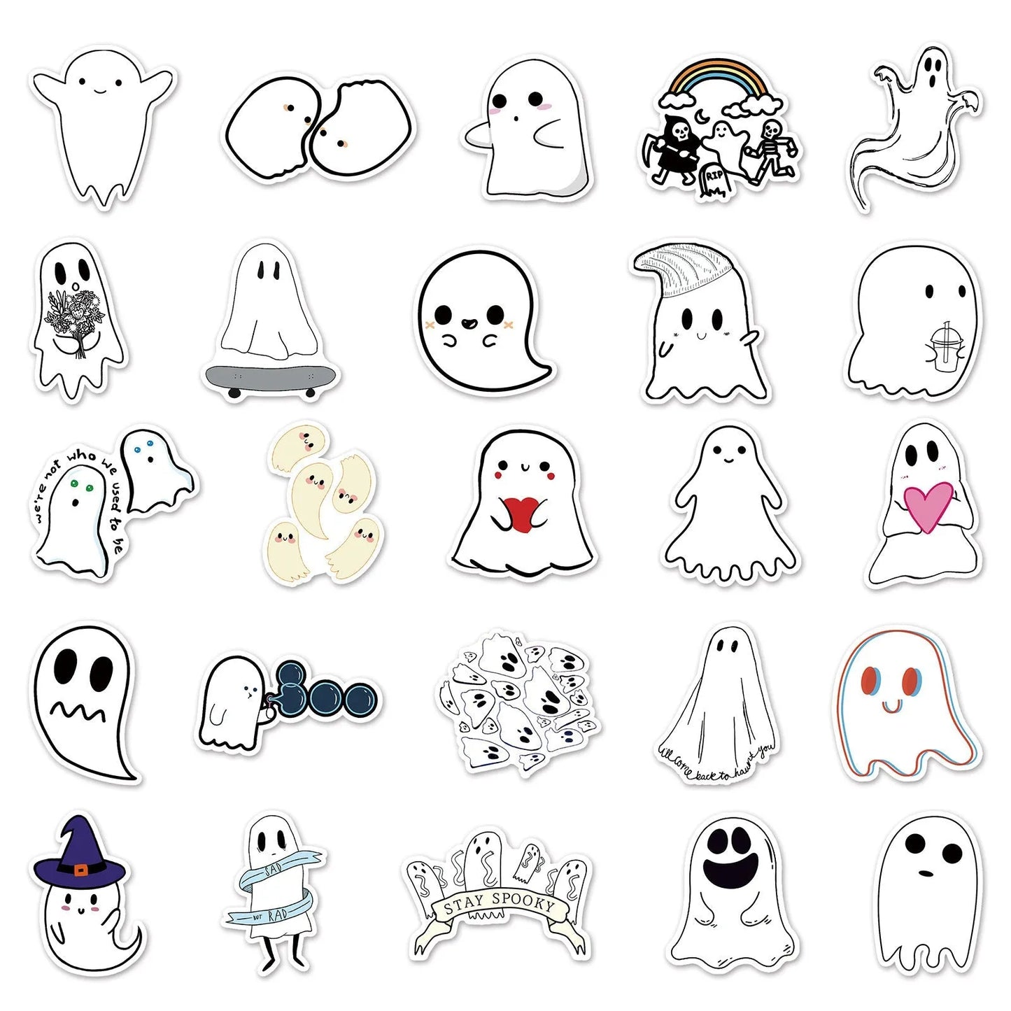 👻 50 pegatinas de Halloween con grafiti fantasma para niños: ¡bonitas, espeluznantes y resistentes al agua!