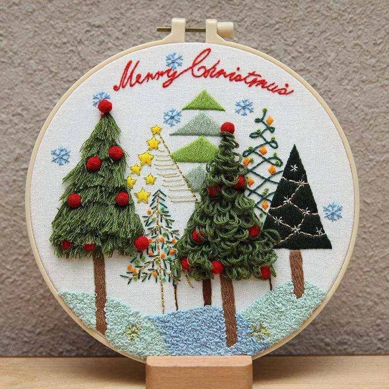 a picture of a christmas scene with trees