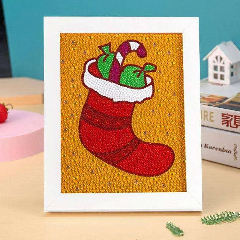 a picture of a christmas stocking on a table