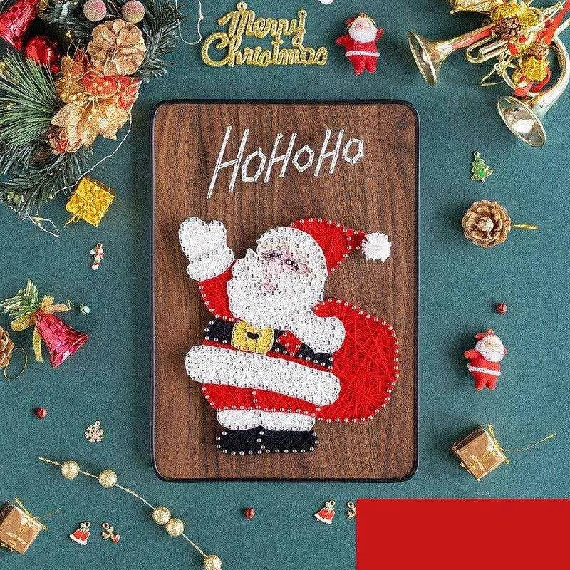 a wooden plaque with a santa clause on it