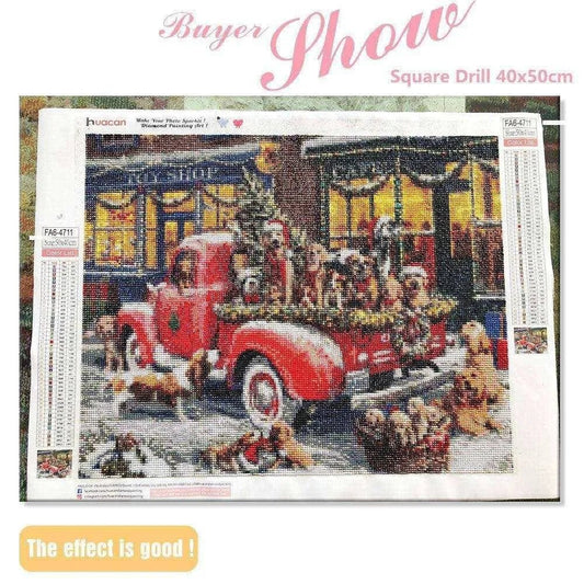 Christmas Dog Diamond Painting Kit - Vibrant Holiday Wall Art - DiyCraftsProject