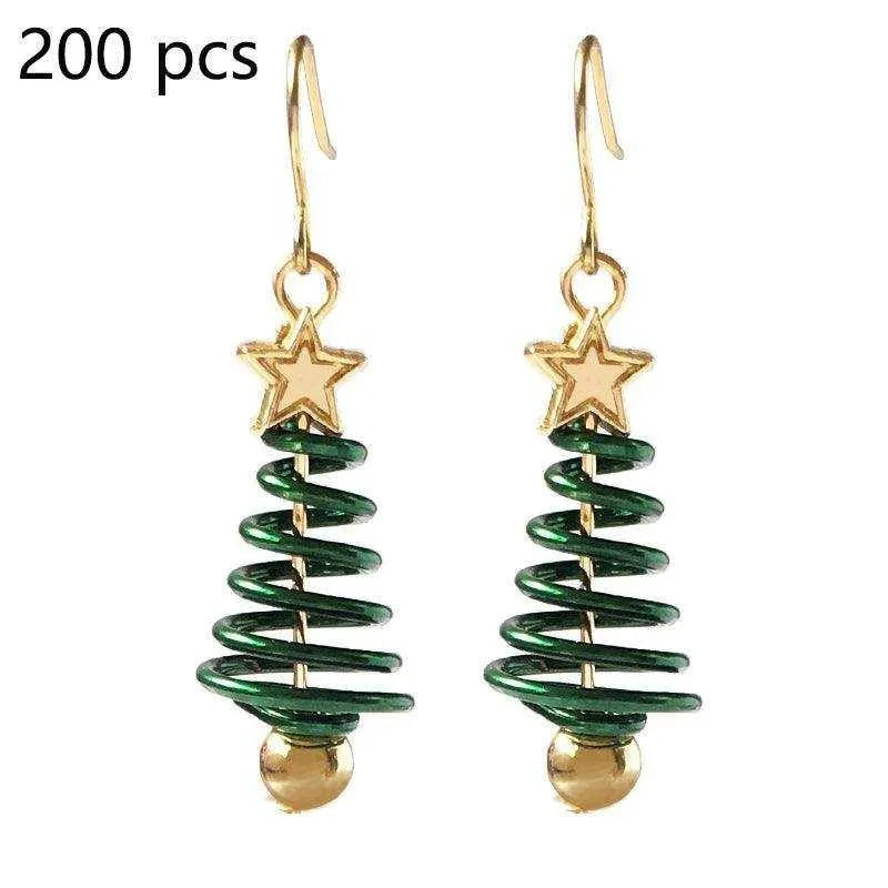 a pair of green and gold earrings with a star on top