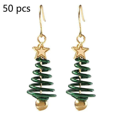 a pair of green and gold earrings with a star on top