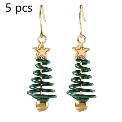 a pair of green and gold earrings with a star on top