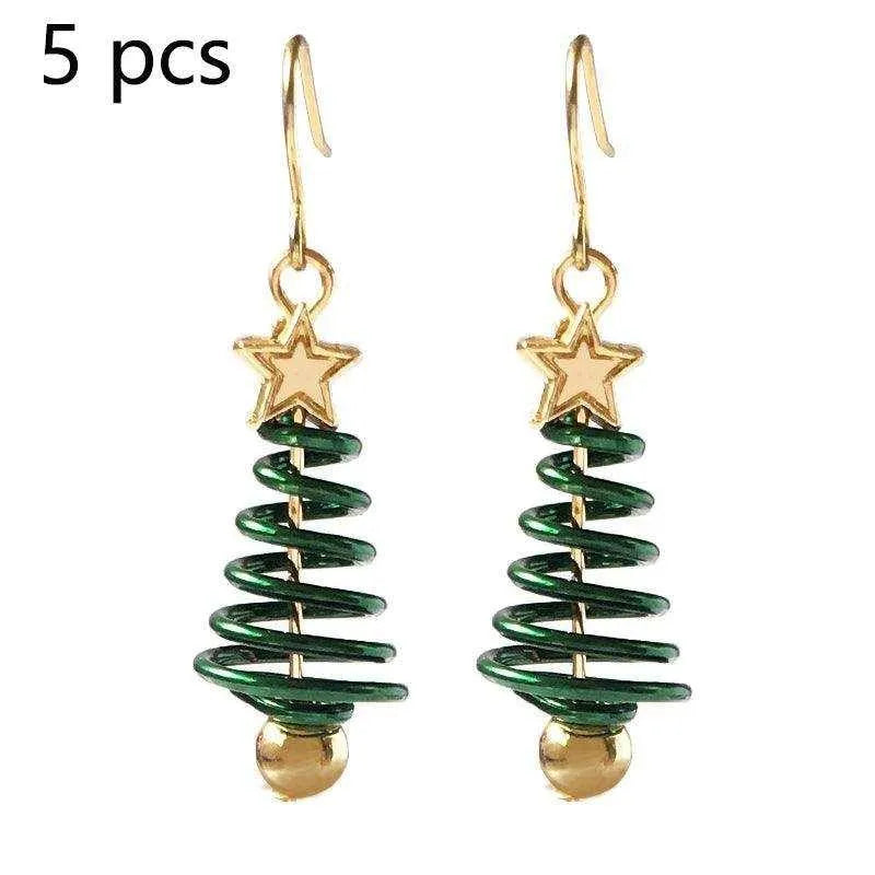 a pair of green and gold earrings with a star on top