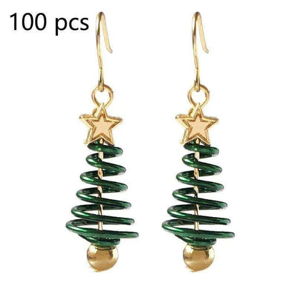 a pair of green and gold earrings with a star on top