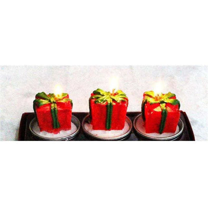 Christmas Laser Cut Craft Gift Candles - Set of 3 Candles [14 x 6 x 9 cm] , Christmas Craft Gift Candles Decorate, christmas crafts