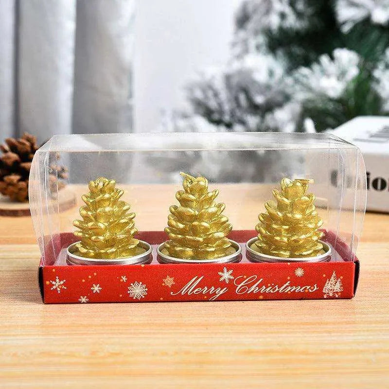 Christmas Laser Cut Craft Gift Candles - Set of 3 Candles [14 x 6 x 9 cm] , Christmas Craft Gift Candles Decorate, christmas crafts