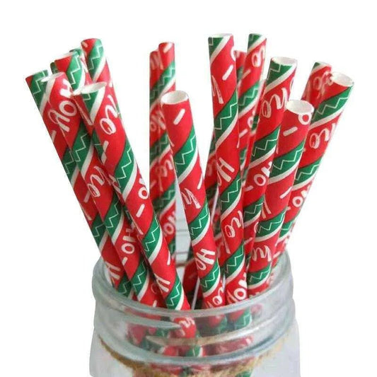 Christmas Party Paper Straws - Pack of 25 - 19.6cm Length - DiyCraftsProject