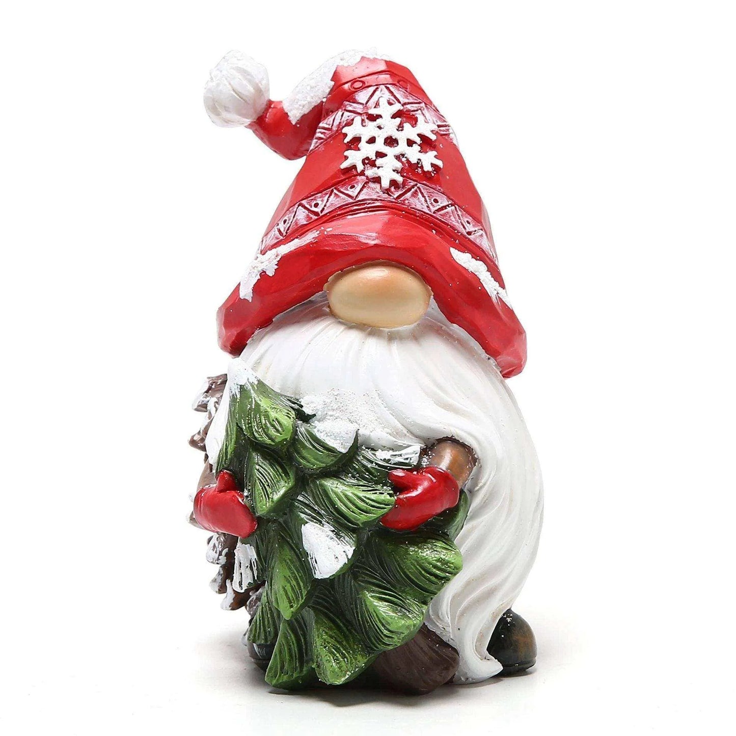 a glass figurine of a gnome with a red hat