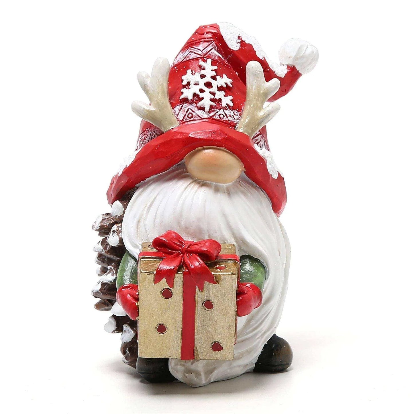 a figurine of a gnome with a gift