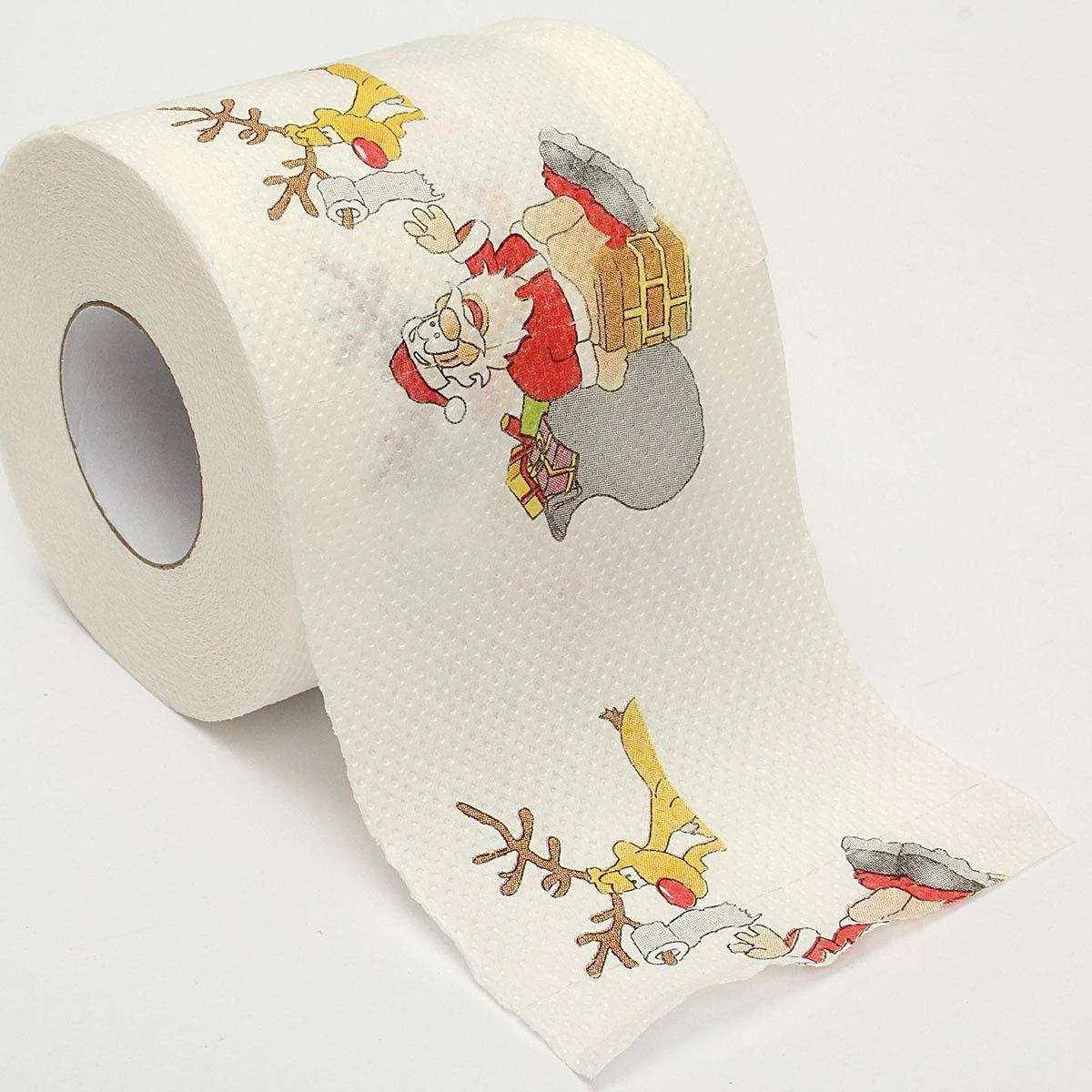 a roll of toilet paper with a santa clause on it