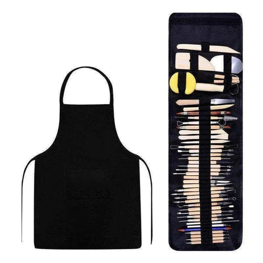 Clay Sculpting Tool Set with Apron - 42 Tools & Apron Combo - DiyCraftsProject