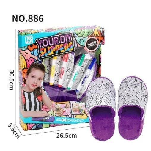Customizable Graffiti Hat and Slippers Painting Toy Set for Kids - DiyCraftsProject