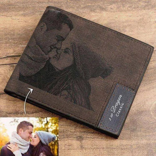 Customized Leather Photo Wallet for Men - Personalized Gift with Custom Front Photo & Back Text - DiyCraftsProject