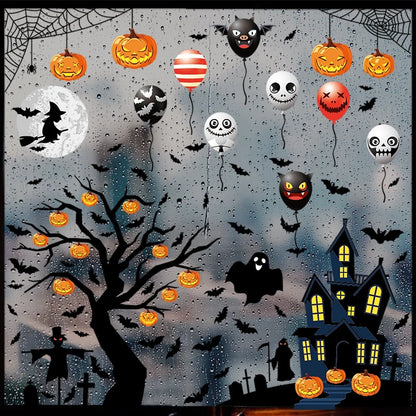 Halloween Decoration Haunted House Sticker Witch Ghost Bat Window Stickers