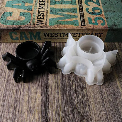 Halloween Spider Candlestick Epoxy Mold – Create Spooky Candle Holders