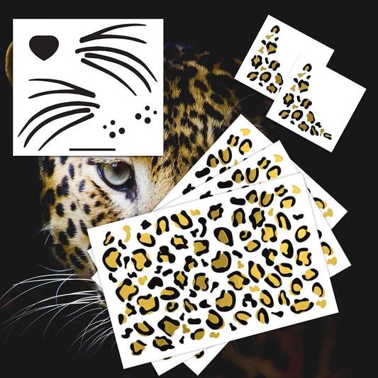 Leopard Print Gliding Tattoo Sticker Metal Rewind