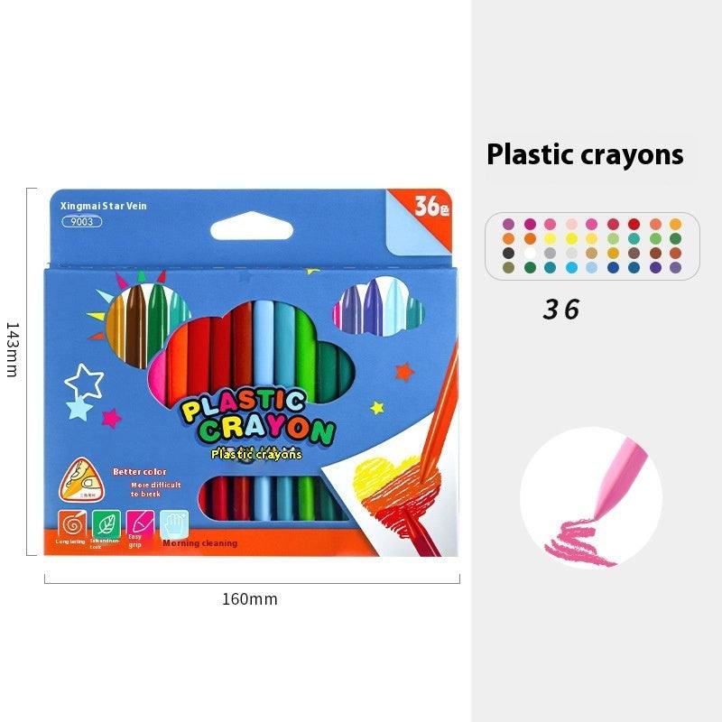 Children's Non Dirty Hand Oil Painting Stick Set Triangle Plastic Crayon