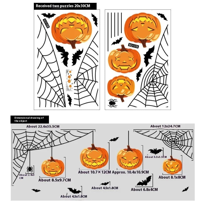 Halloween Decoration Haunted House Sticker Witch Ghost Bat Window Stickers