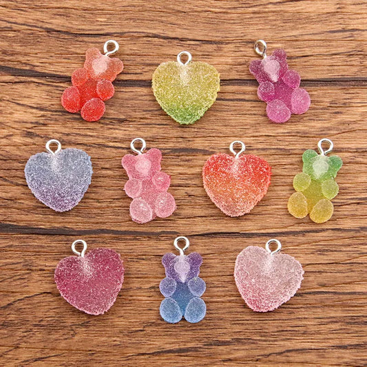 DIY Resin Accessories Gradient Bear Peach Heart Pendant