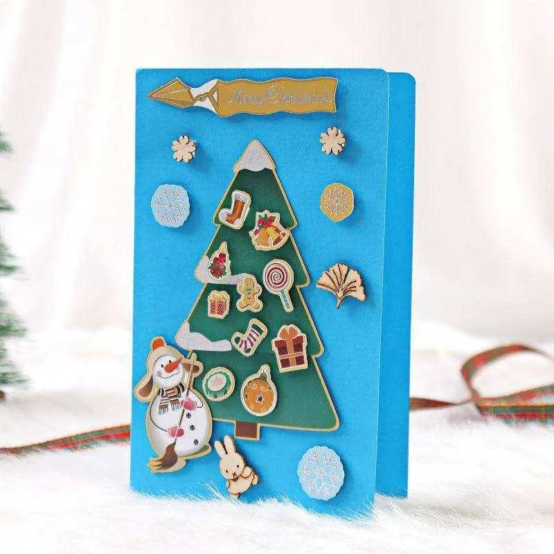 a card with a christmas tree on it