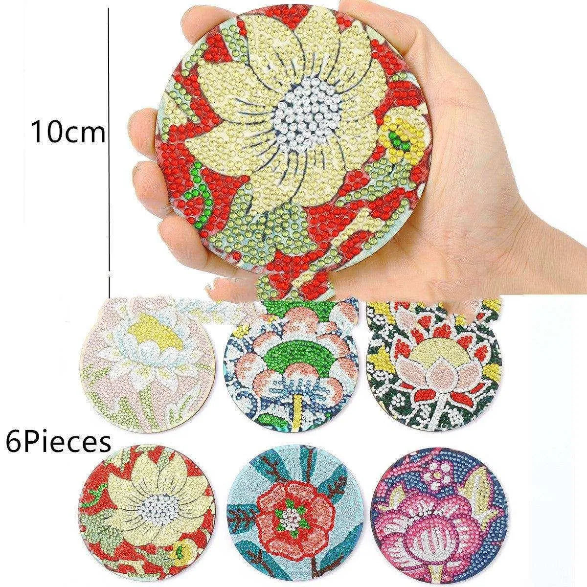 a hand holding a round case with flowers on it