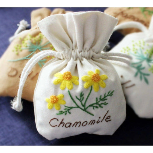 DIY Floral Embroidery Kit - Drawstring Pouch (10cm x 15cm) - DiyCraftsProject