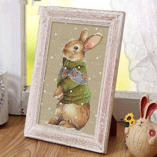 DMC Thread Cross Stitch Kit Sweater Animal Rabbit Decorative Painting - DiyCraftsProject