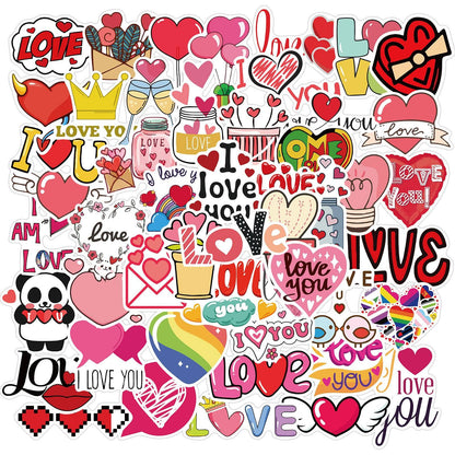 50 Valentine's Day Stickers Heart Suitcase