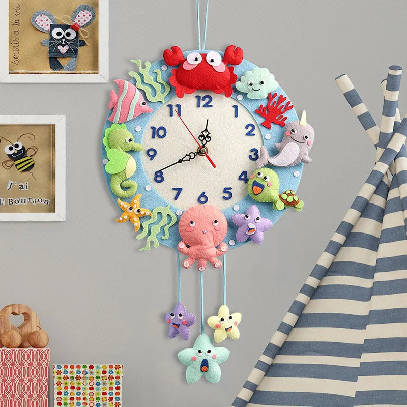 Forest Animal Wall Clock DIY Kit – Handmade Felt Craft for Kids & Adults