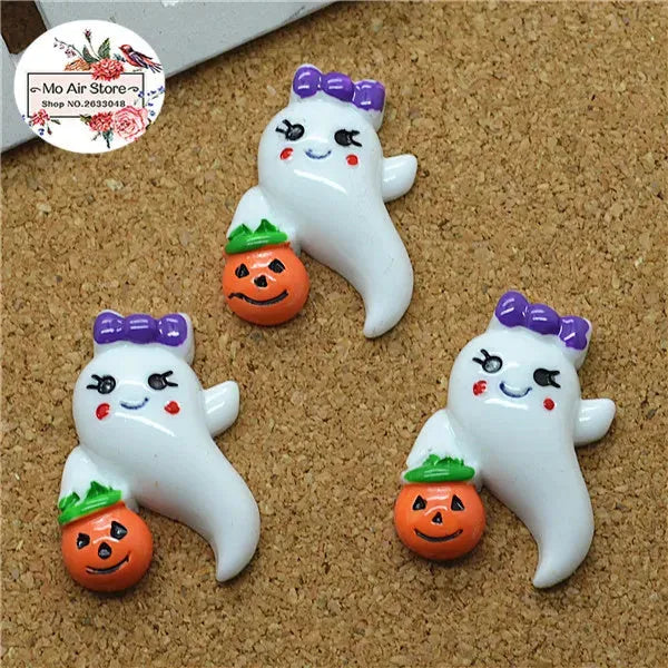 Halloween Ghost Resin Cabochon Decorations – DIY Spooky Craft Accessories