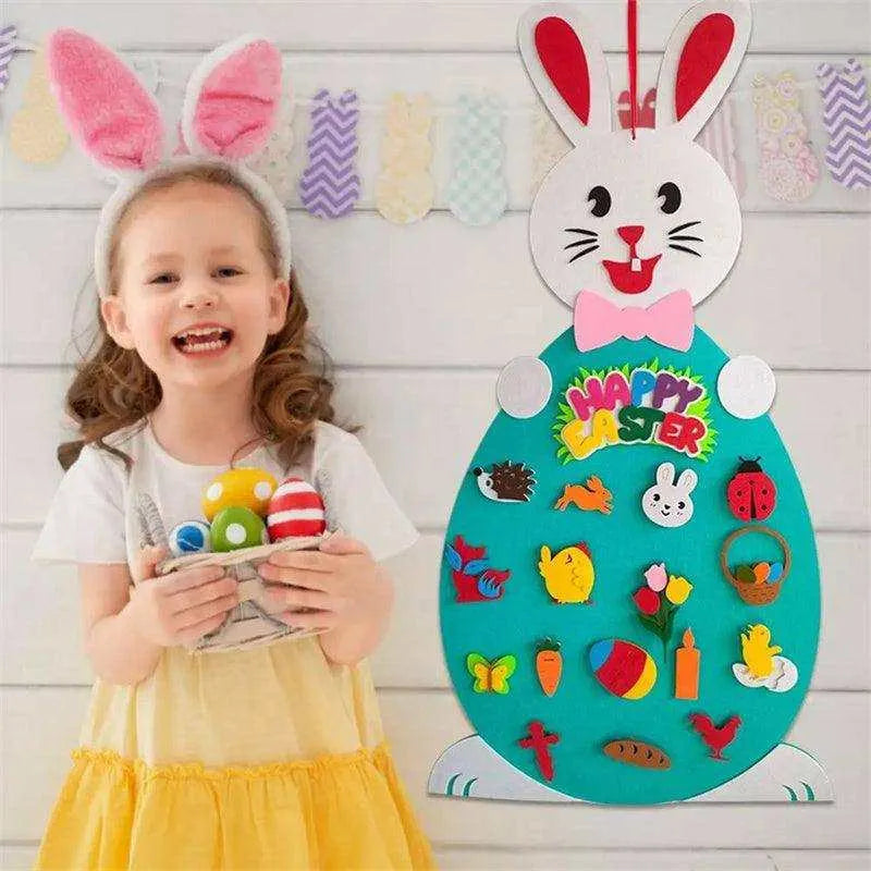 Easter DIY Felt Bunny Pendants Toy with Alphabet - Interactive Learning Experience for Kids , 