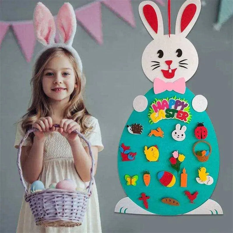 Easter DIY Felt Bunny Pendants Toy with Alphabet - Interactive Learning Experience for Kids , 