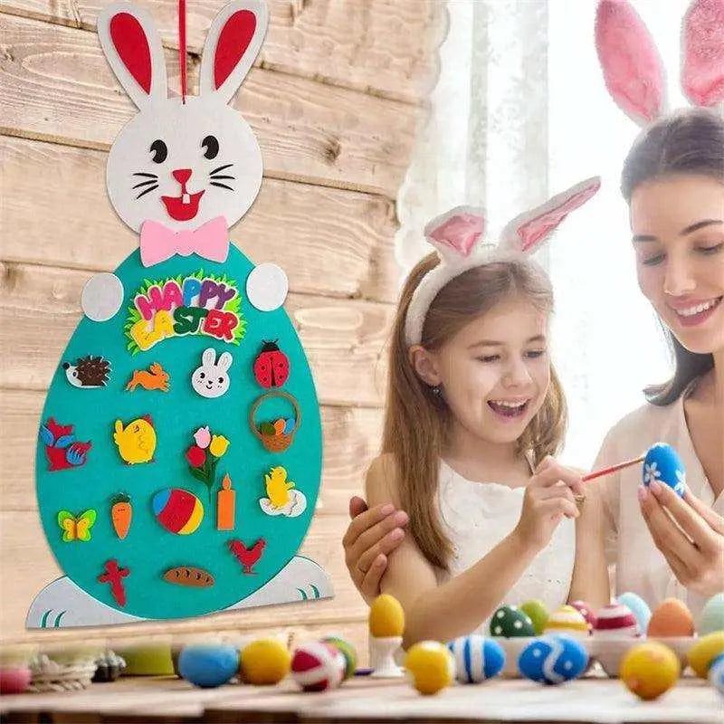 Easter DIY Felt Bunny Pendants Toy with Alphabet - Interactive Learning Experience for Kids , 