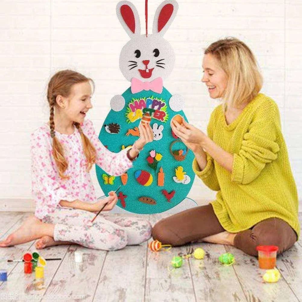 Easter DIY Felt Bunny Pendants Toy with Alphabet - Interactive Learning Experience for Kids , 