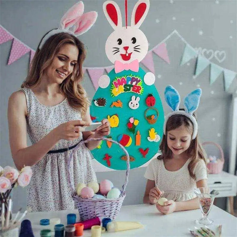 Easter DIY Felt Bunny Pendants Toy with Alphabet - Interactive Learning Experience for Kids , 