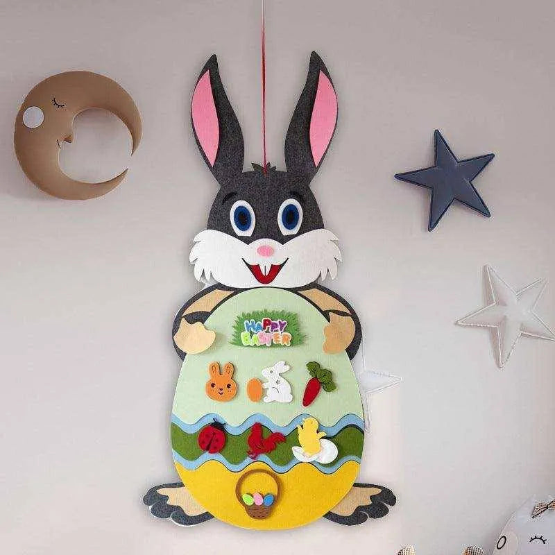 Easter DIY Felt Bunny Pendants Toy with Alphabet - Interactive Learning Experience for Kids , 