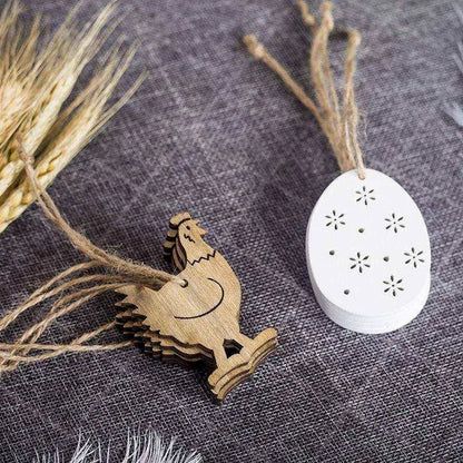 Easter Wooden Decorative Pendant Set - Rabbit, Chicken, Egg - Nordic Style Home Decor , 