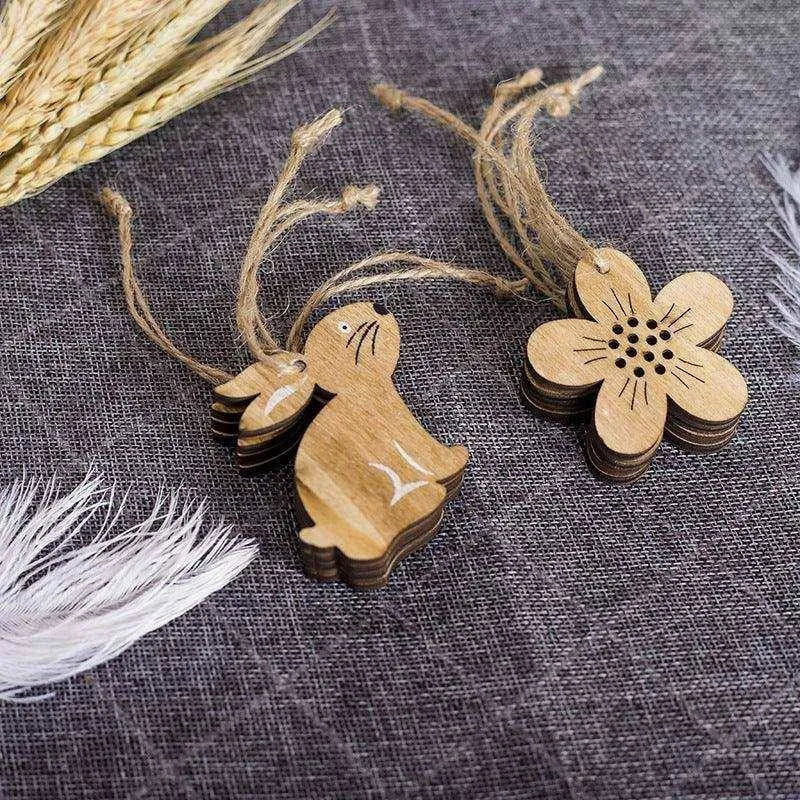 Easter Wooden Decorative Pendant Set - Rabbit, Chicken, Egg - Nordic Style Home Decor , 