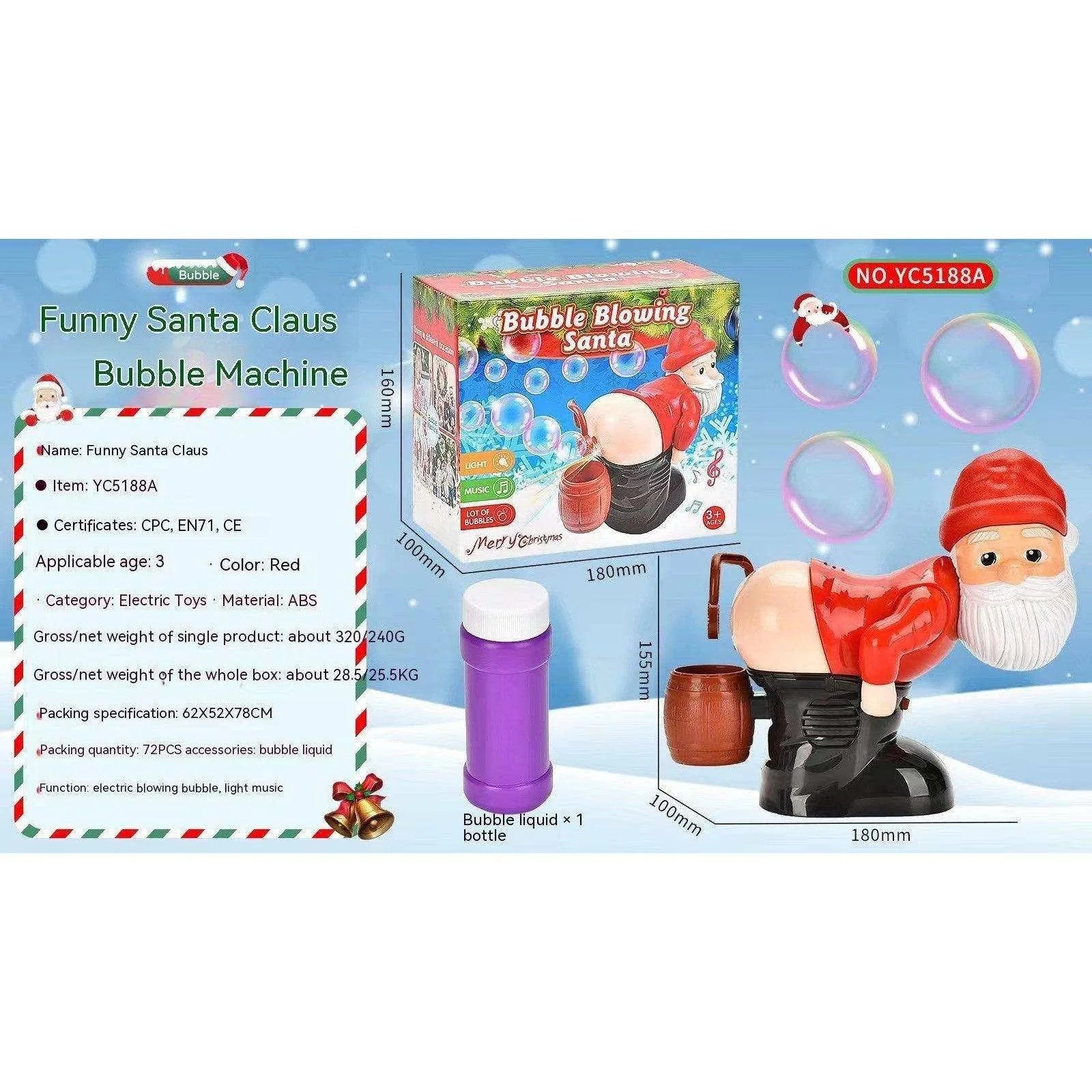 Electric Bubble Santa Claus with Light Music - Interactive Christmas Toy for Ages 4-6 , christmas crafts, Electric Bubble Santa Claus With Light Music Christmas Decorations