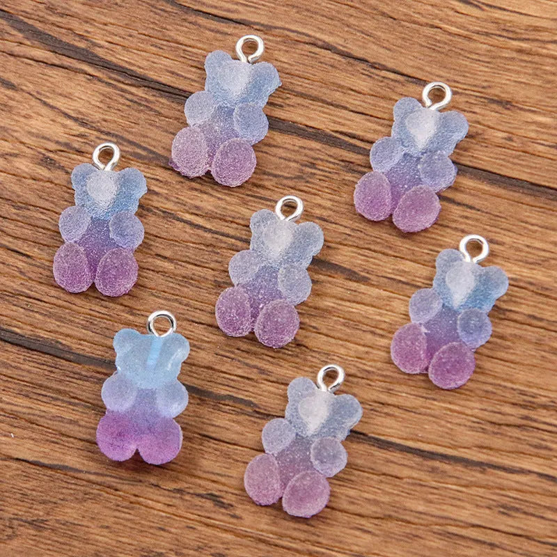 DIY Resin Accessories Gradient Bear Peach Heart Pendant