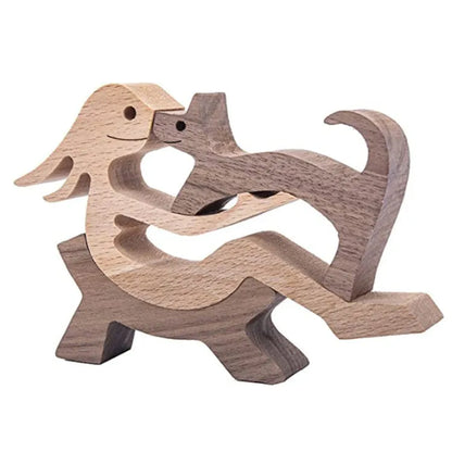 Figurita artesanal de madera para perro, escultura decorativa para el hogar, escultura de madera para hombre y perro, regalos de Navidad, modelo de decoración