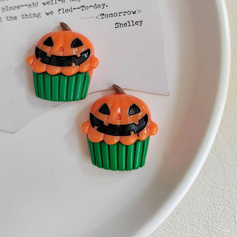 Resin Halloween Ghost Pumpkin Cabochon Decorations – DIY Ornament Accessories for Cake & Bun Toppers