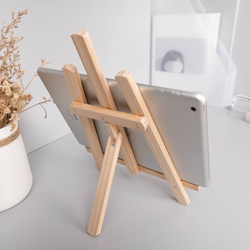 Portable Wooden Easel Stand for Phones and Tablets with Storage Desk Design