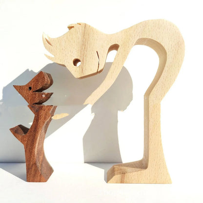 Figurita artesanal de madera para perro, escultura decorativa para el hogar, escultura de madera para hombre y perro, regalos de Navidad, modelo de decoración