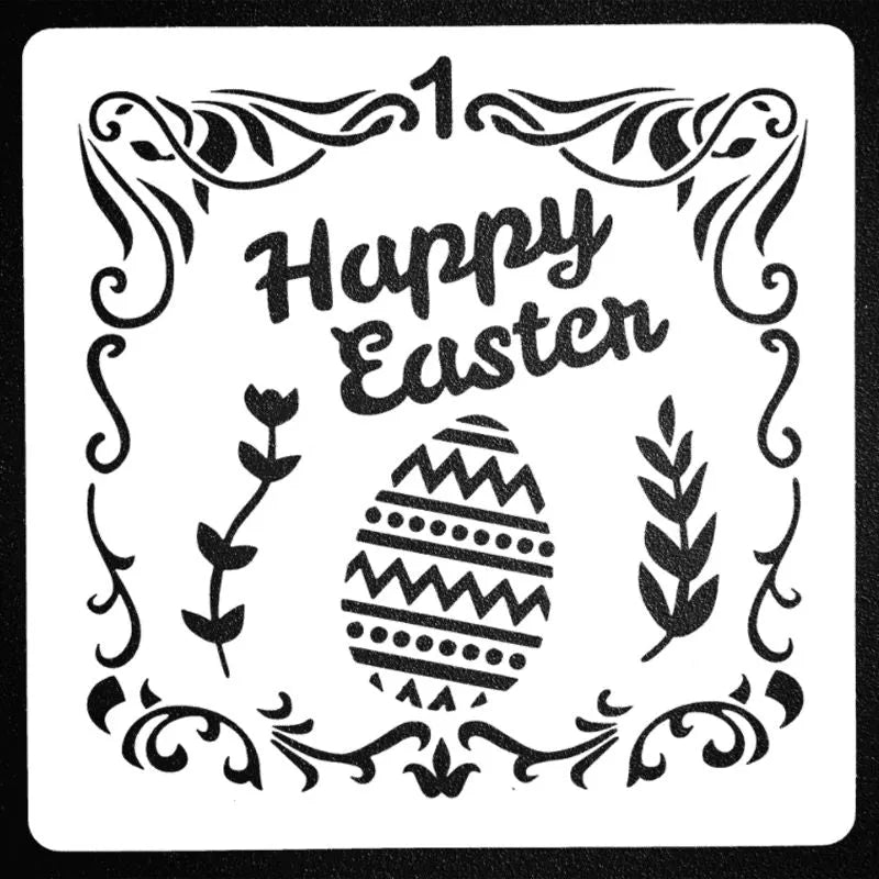 Fashion Easter Hollow Out Drawing Board Template - Plastic, Simple, White - 13x13cm , 