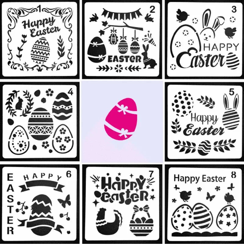 Fashion Easter Hollow Out Drawing Board Template - Plastic, Simple, White - 13x13cm , 